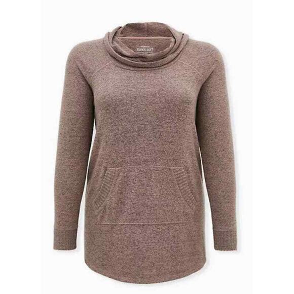 NEW TORRID Sweater Tunic Super Soft Plus Size 1X 14-16 Kangaroo Pocket Cowl‎ - Picture 2 of 9